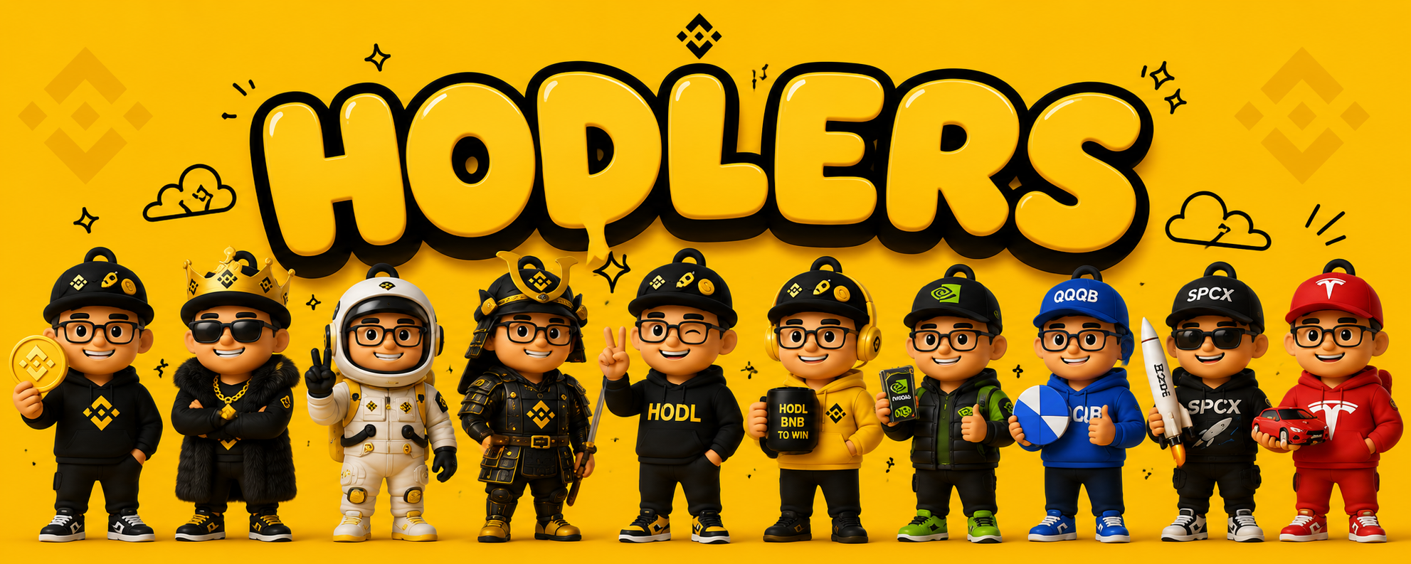 HODLERS characters standing together